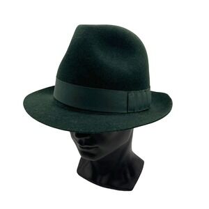 Vintage Mens Green Wool Felt Fedora Hat Size 59 Artesania Folklorica del Ecuador